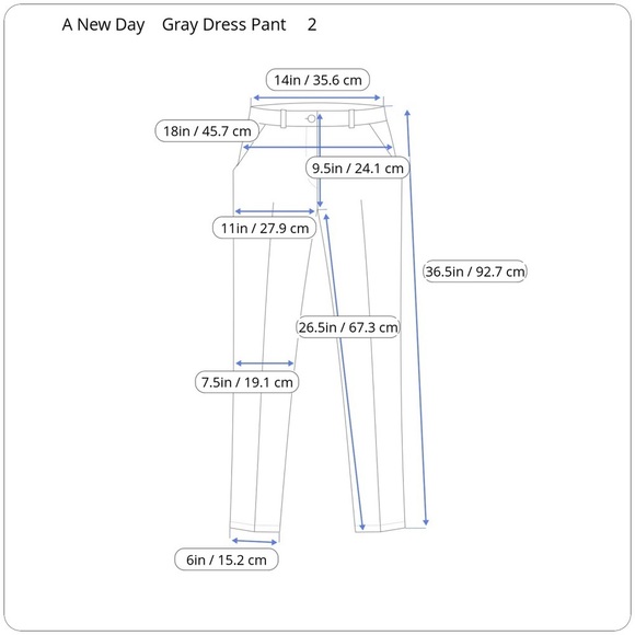 A New Day Gray Grey Curvy Stretch Split Hem Dress Pants 2 - Picture 8 of 9